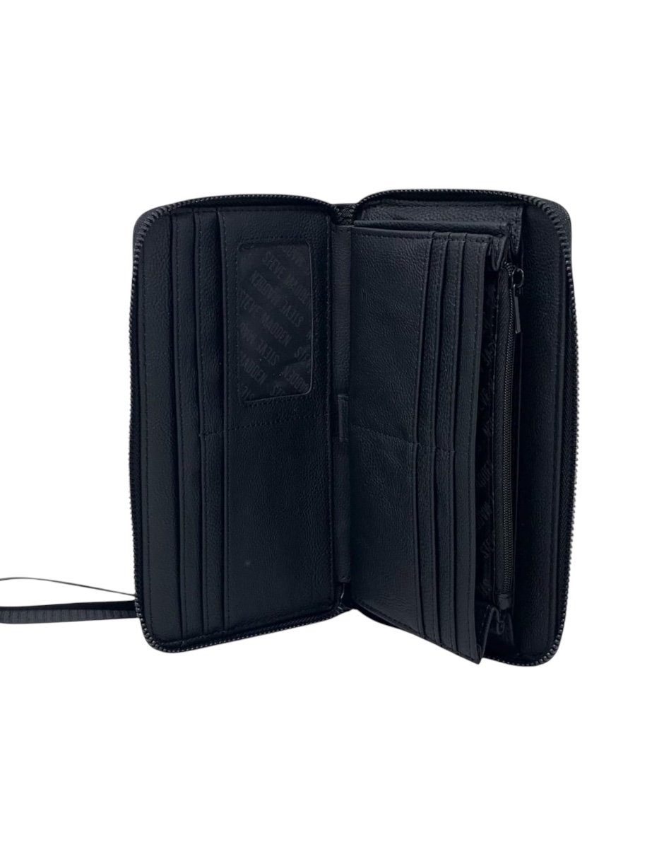 Foto 5 pulgar | Cartera Steve Madden Negro Con Correa De Muñeca y Letras Grabadas