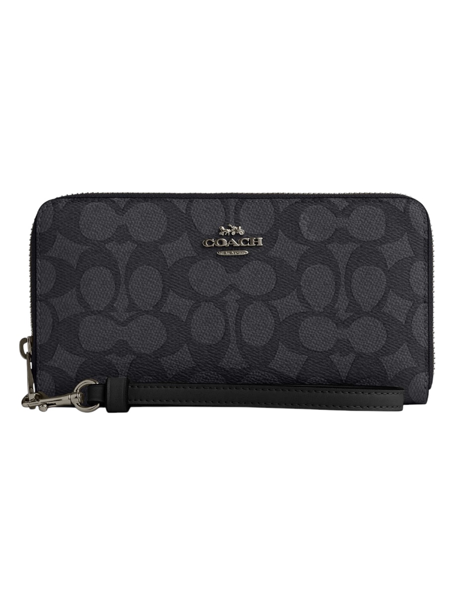 Foto 1 | Cartera Coach Gris Canvas Con Cremallera Gris
