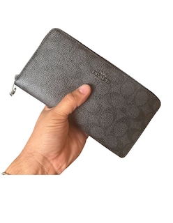 Foto 3 | Cartera Coach Gris Canvas Con Cremallera Gris