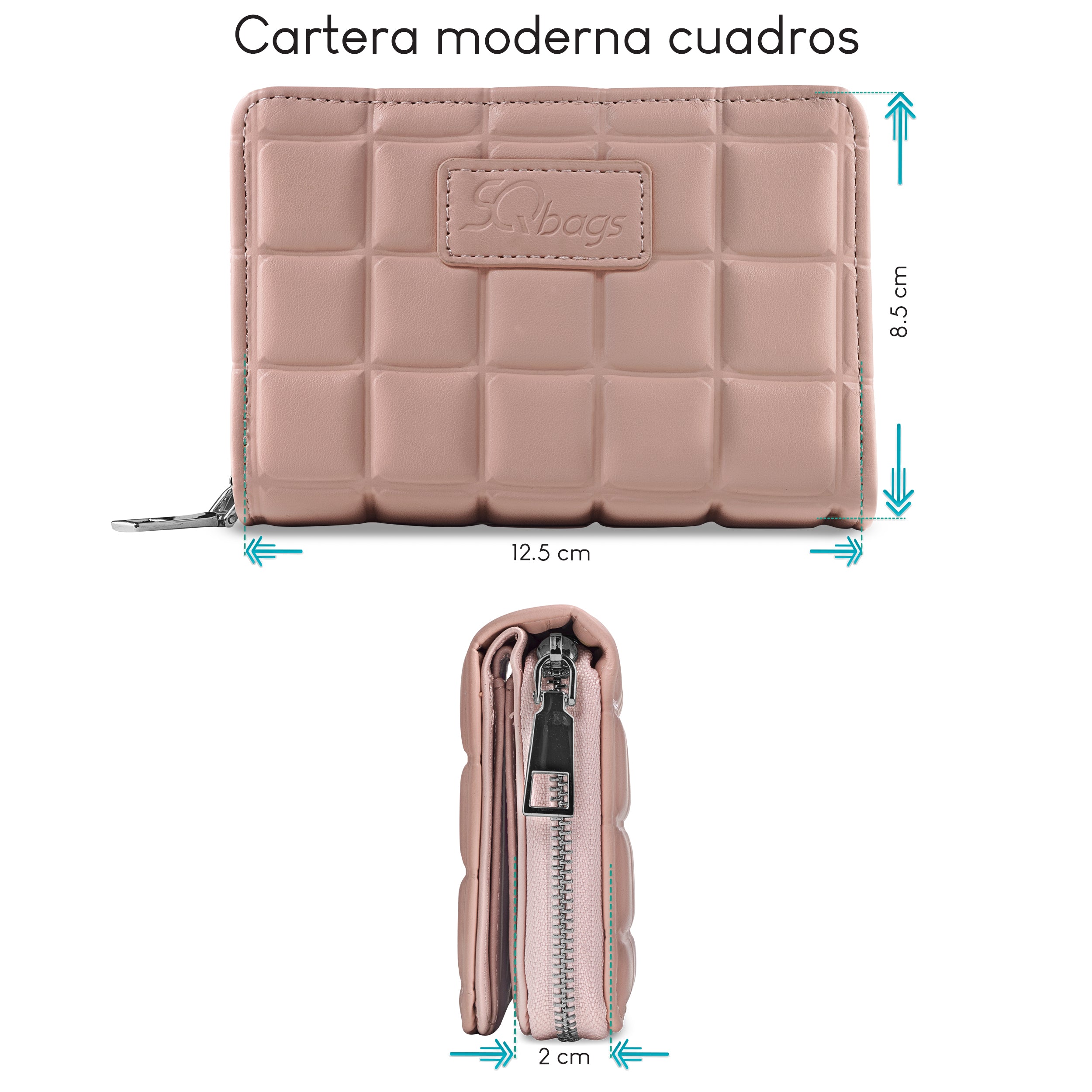 Foto 4 pulgar | Cartera Cuadros Rosa