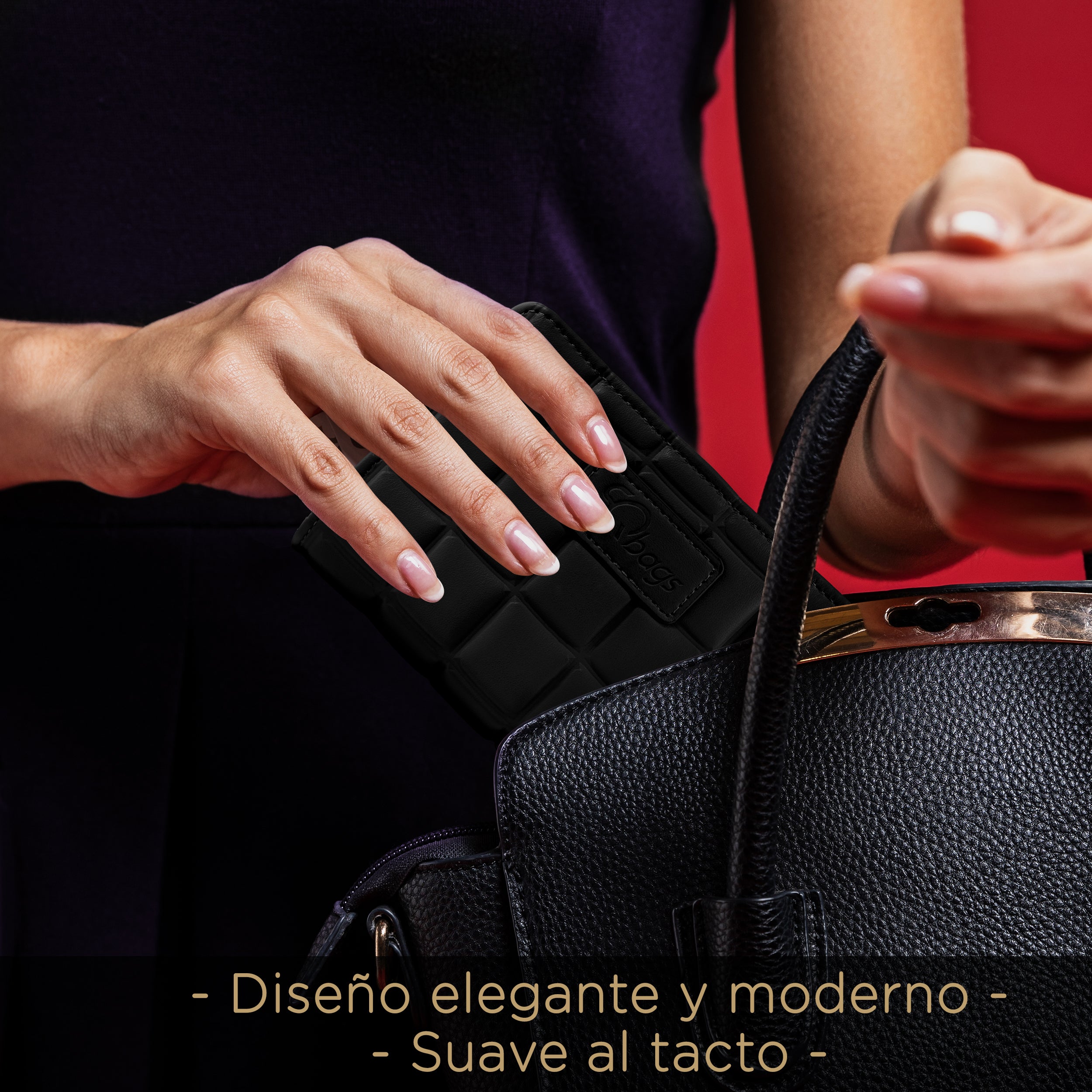 Foto 2 | Cartera Cuadros Negro