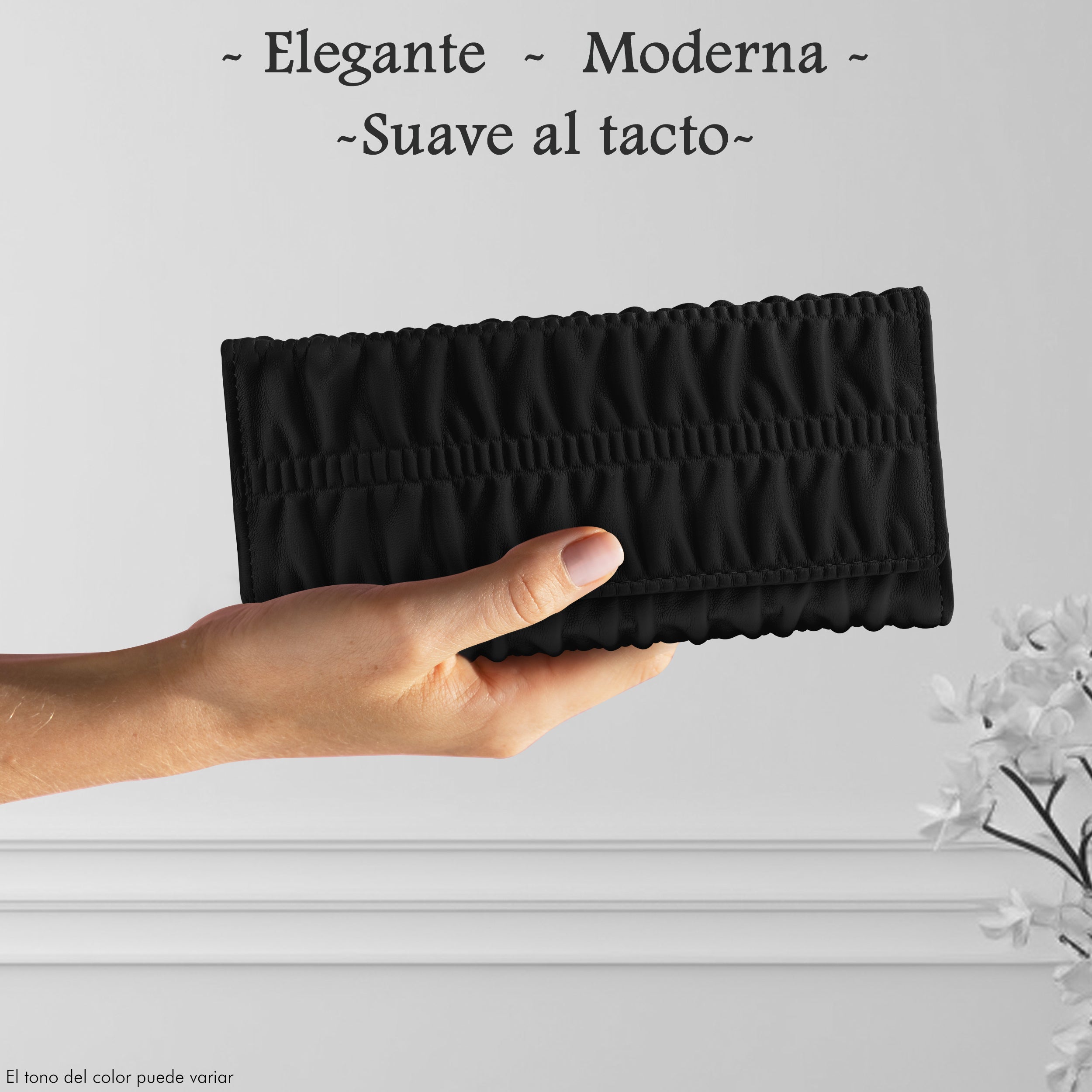 Foto 3 pulgar | Cartera Grande con Pliegues Negro