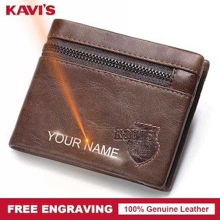 Foto 2 | Cartera Kavi's De Piel Auténtica Para Hombre Con Grabado Gratuito - Venta Internacional.