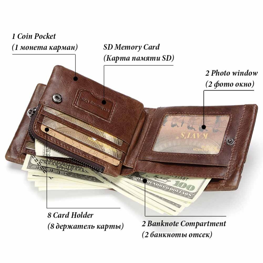 Foto 5 pulgar | Cartera Kavi's De Piel Auténtica Para Hombre Con Grabado Gratuito - Venta Internacional.