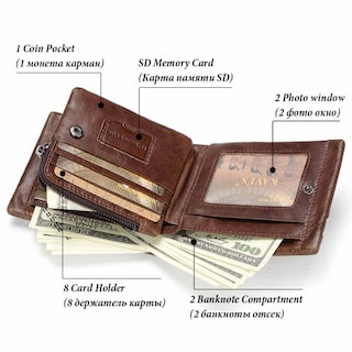 Foto 4 | Cartera Kavi's De Piel Auténtica Para Hombre Con Grabado Gratuito - Venta Internacional.