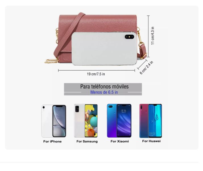 Foto 2 | Cartera Bolsa Mujer Hombro Correa Billetera Gran Capacidad Rosa Mexicano Xtellar