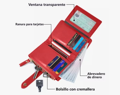 Foto 2 | Cartera Xtellar De Mujer Con Botón De Presión Color Rojo