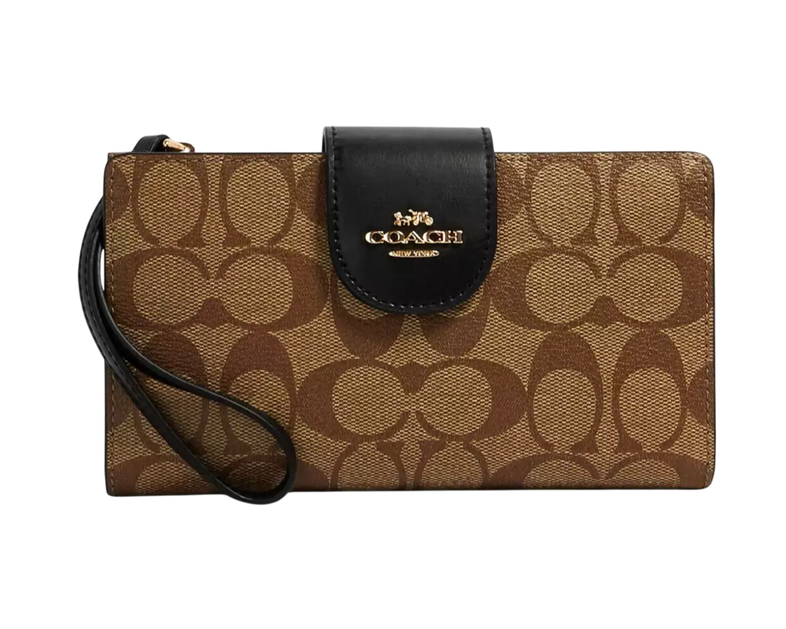 Cartera Coach Tech Phone Wallet Colorblock Signature Canvas C2874 Color Marrón