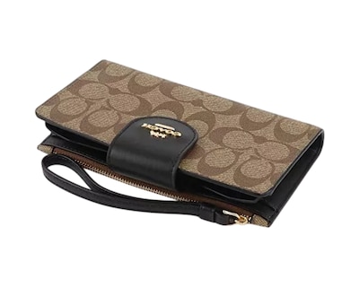 Foto 4 | Cartera Coach Tech Phone Wallet Colorblock Signature Canvas C2874 Color Marrón