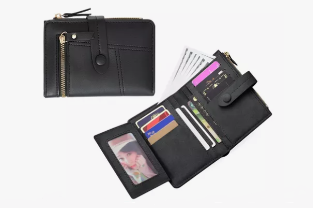 Cartera Xtellar De Mujer Con Botón De Presión Color Negro