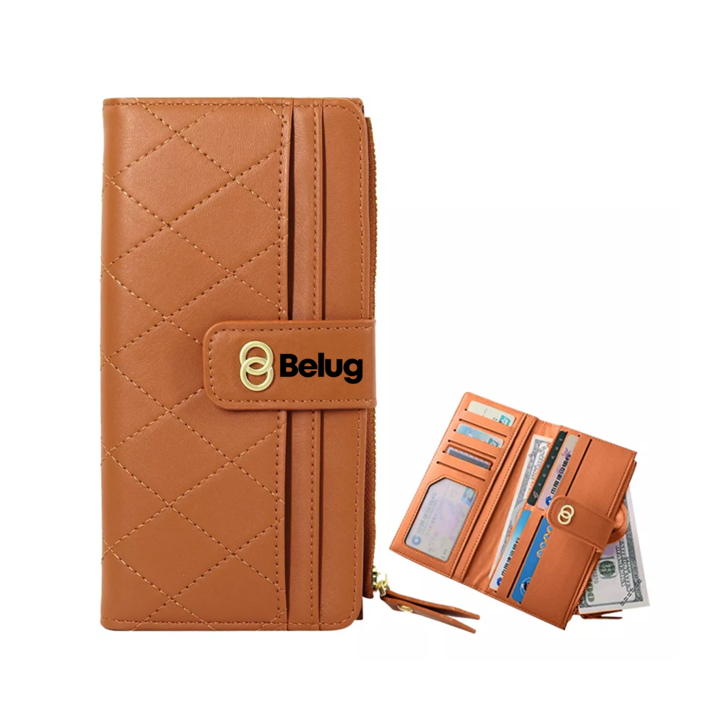Foto 2 pulgar | Cartera Larga De Cuero Para Mujer, Marrón Belug