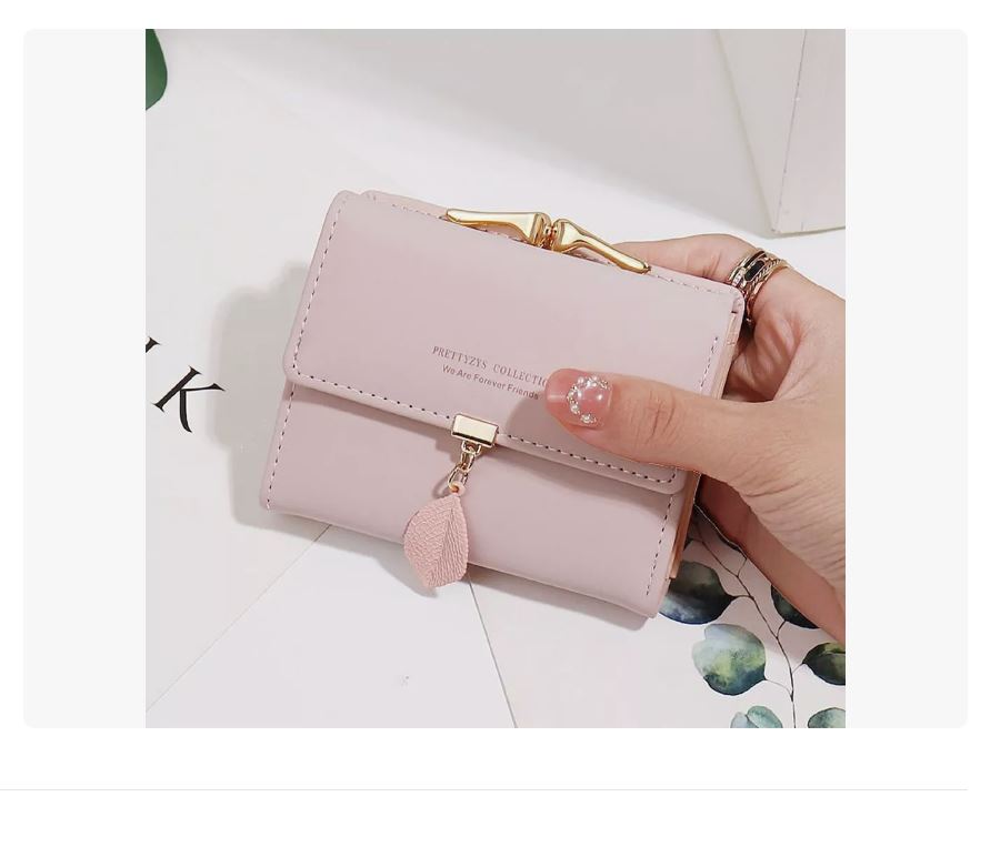 Foto 1 | Cartera Corta De Cuero Pu Con Hoja / Hebilla Para Mujer Rosa Xtellar