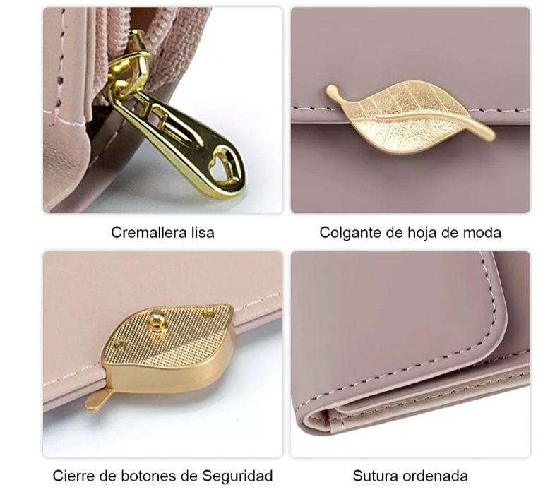 Foto 3 | Cartera Xtellar Para Mujer Gran Capacidad Billetera Con Tarjetero Rosa