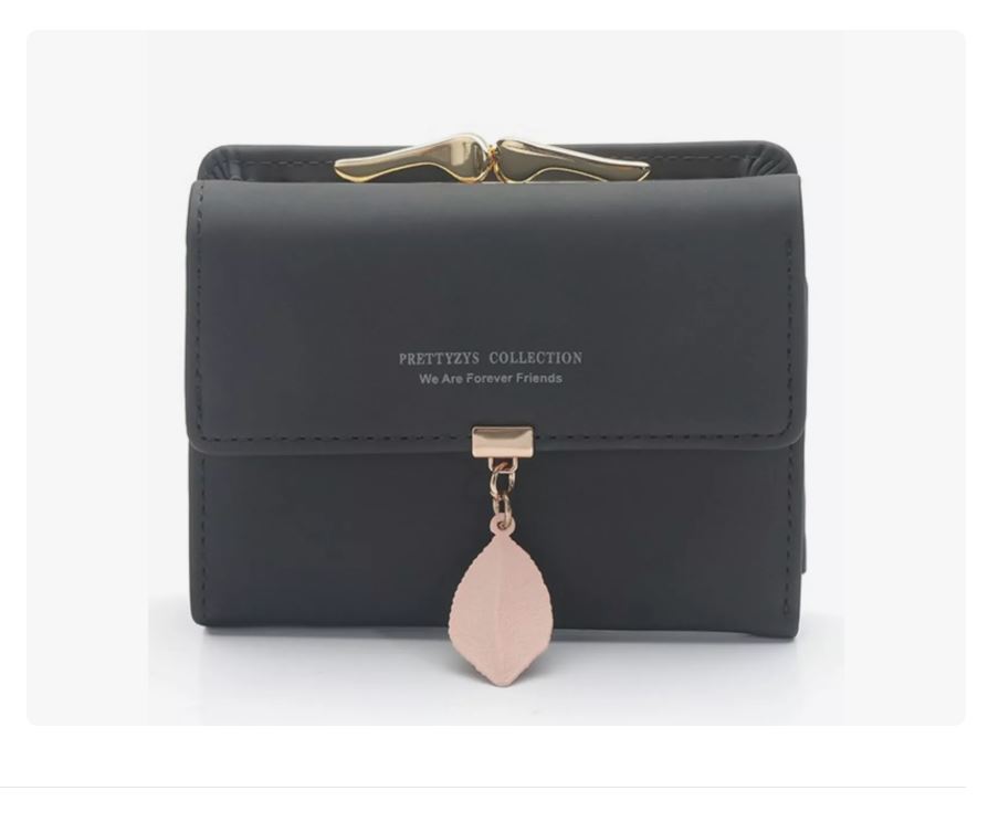 Foto 2 pulgar | Cartera Corta De Cuero Pu Con Hoja / Hebilla Para Mujer Gris Xtellar