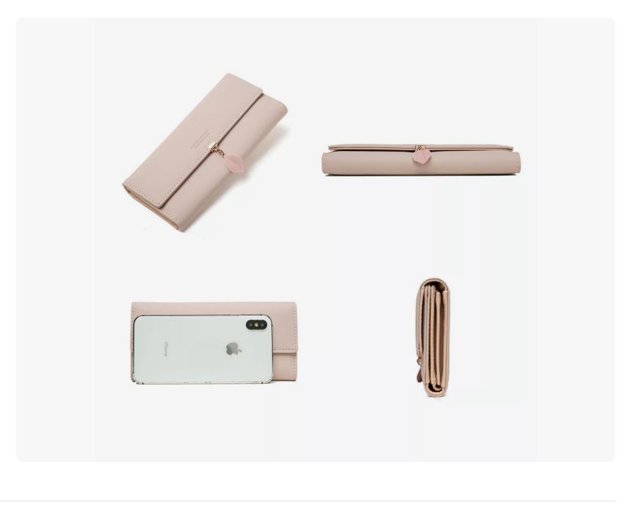 Foto 5 pulgar | Cartera Con Colgante De Hoja De Cuero Pu Larga Para Mujer Rosa Xtellar