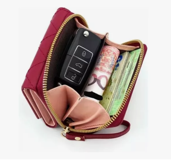 Foto 3 pulgar | Cartera Monedero Xtellar Mujer Billetera Gran Capacidad Tarjetas Modelo Vino Rojo