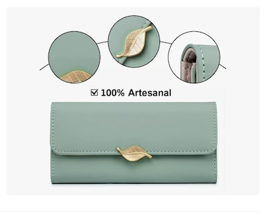 Foto 2 | Cartera Para Mujer Gran Capacidad Billetera Con Tarjetero Verde Xtellar