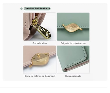 Foto 3 | Cartera Para Mujer Gran Capacidad Billetera Con Tarjetero Verde Xtellar