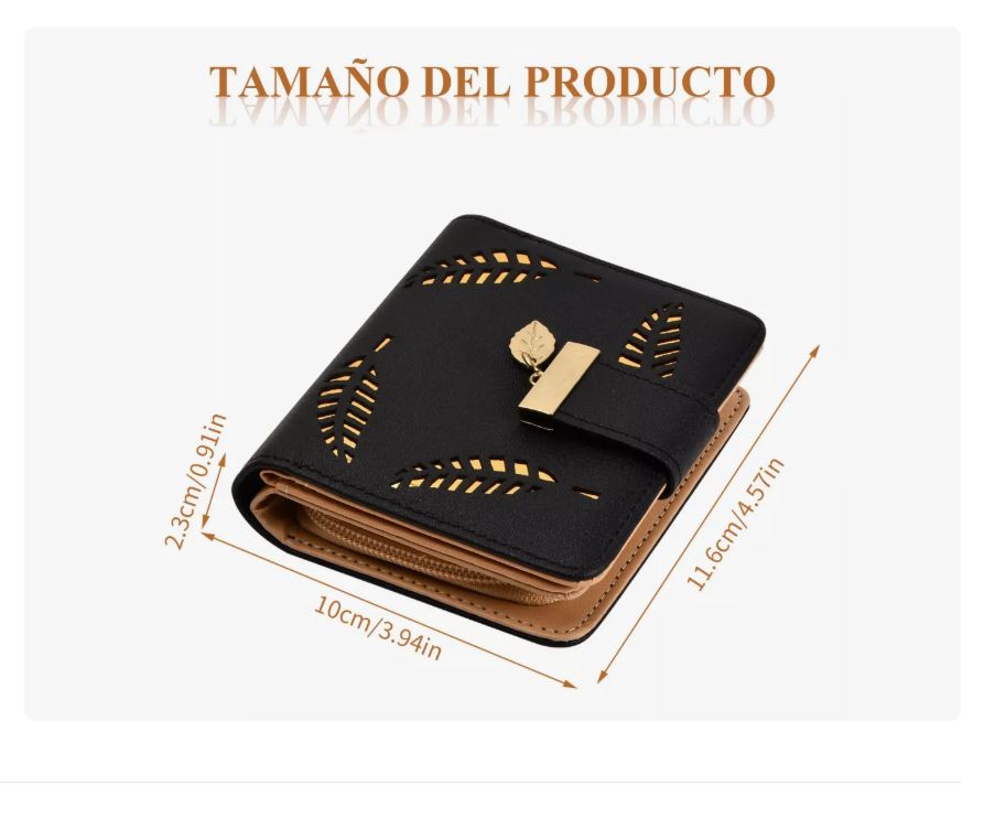 Foto 3 pulgar | Cartera Mujer Billetera Mujer De Cuero Calado, Negro Xtellar
