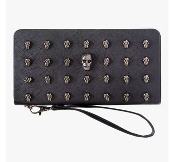 Foto 1 | Cartera Xtellar Larga De Dama Calavera Con Cremallera De Cuero Pu Color Negro