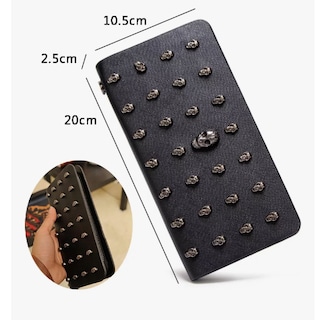 Foto 2 | Cartera Xtellar Larga De Dama Calavera Con Cremallera De Cuero Pu Color Negro