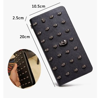 Foto 5 | Cartera Xtellar Larga De Dama Calavera Con Cremallera De Cuero Pu Color Negro