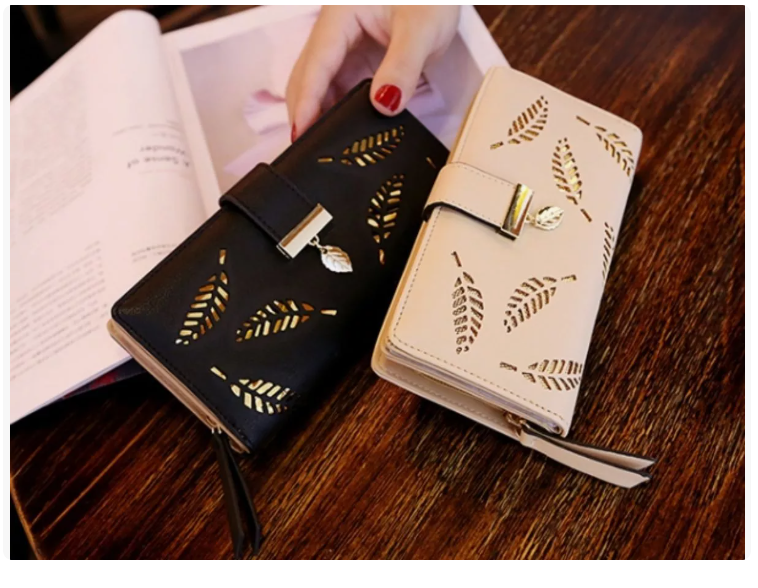 Foto 4 pulgar | Cartera Larga Xtellar Para Mujer De Cuero Calado De Moda Y Generoso Modelo Negro