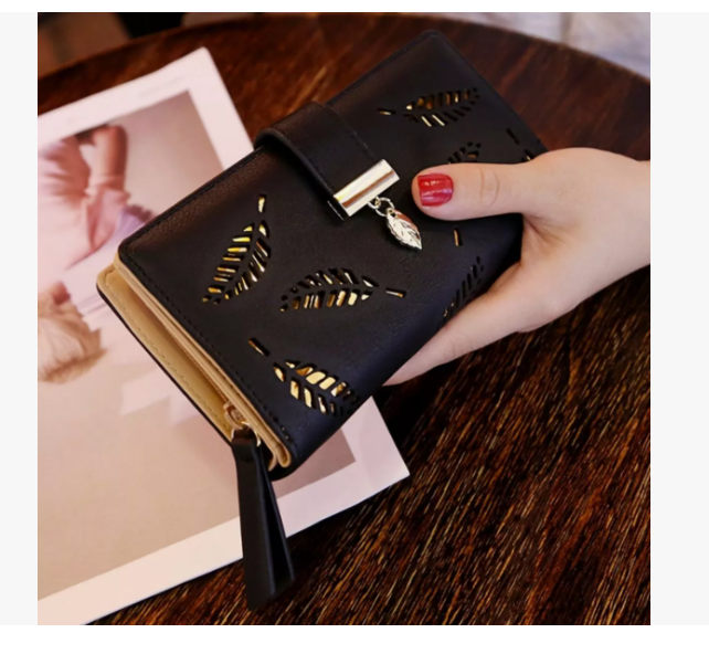 Foto 5 pulgar | Cartera Larga Xtellar Para Mujer De Cuero Calado De Moda Y Generoso Modelo Negro