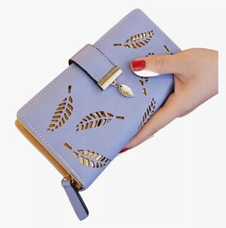 Foto 1 | Cartera Larga Xtellar Para Mujer De Cuero Calado De Moda Y Generoso Modelo Azul Claro