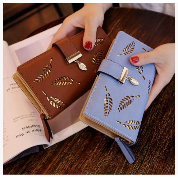 Foto 3 | Cartera Larga Xtellar Para Mujer De Cuero Calado De Moda Y Generoso Modelo Azul Claro