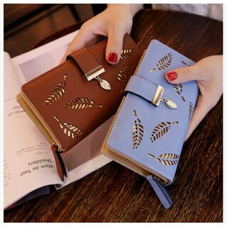 Foto 3 | Cartera Larga Xtellar Para Mujer De Cuero Calado De Moda Y Generoso Modelo Azul Claro