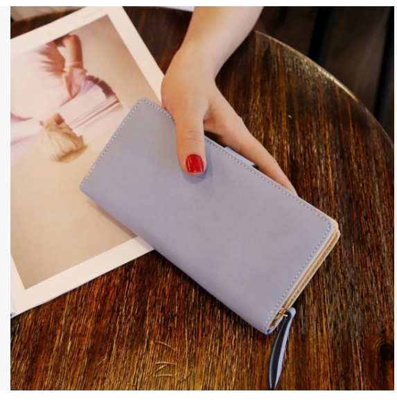 Foto 4 | Cartera Larga Xtellar Para Mujer De Cuero Calado De Moda Y Generoso Modelo Azul Claro