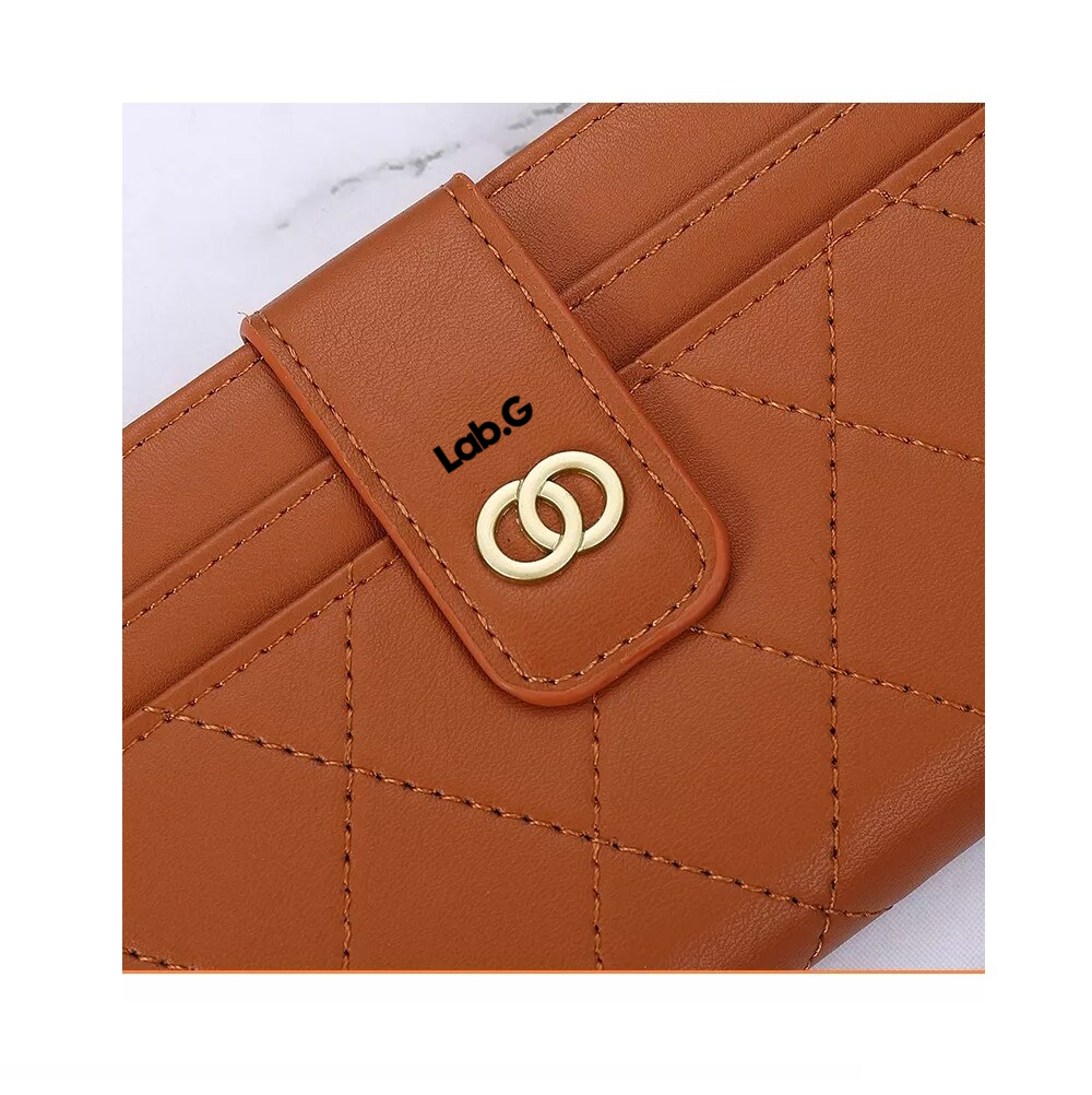 Foto 3 | Cartera Larga De Cuero Para Mujer Lab.g Multibolsillo, Marrón