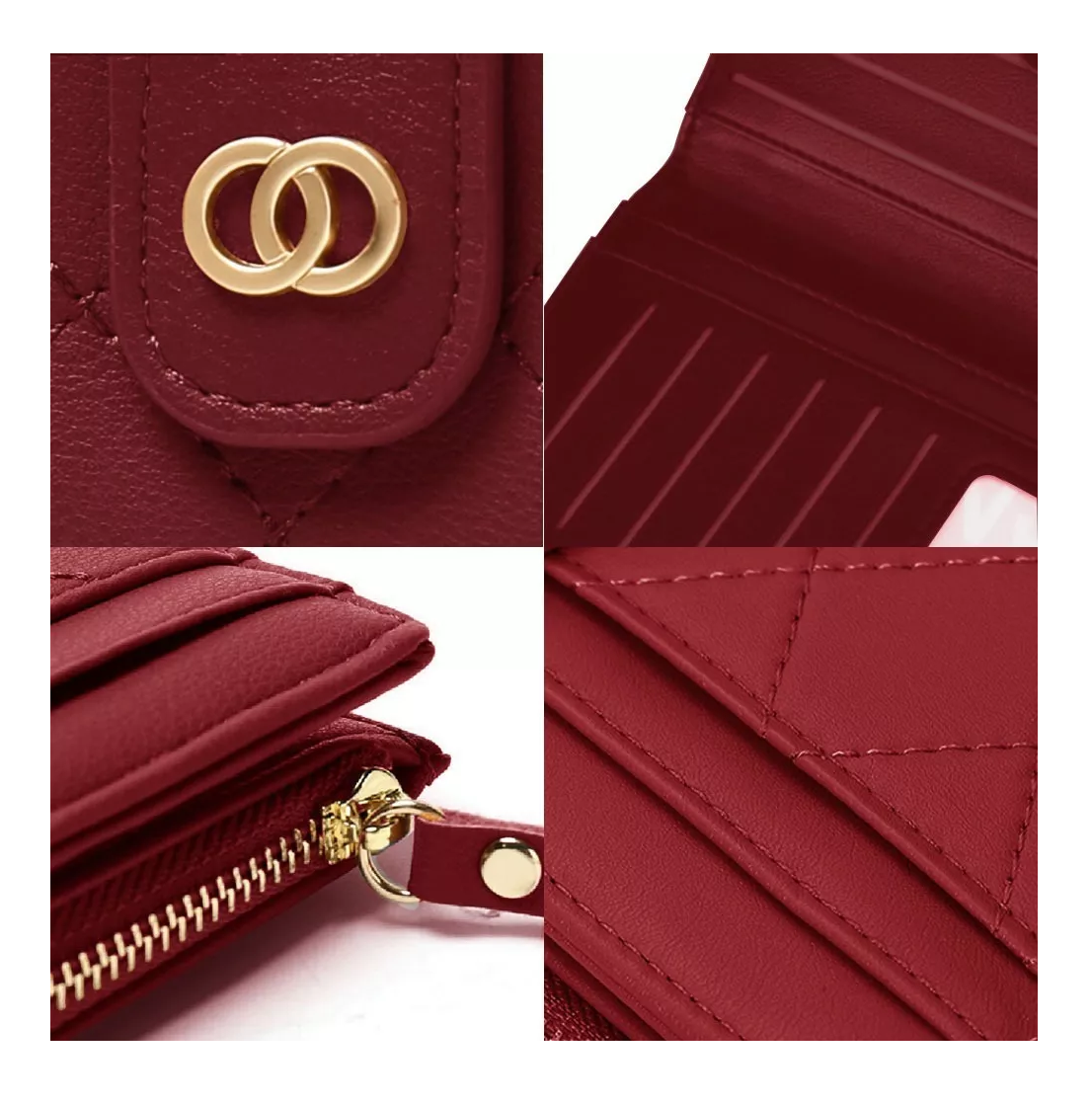 Foto 4 pulgar | Cartera Larga De Cuero Para Mujer, Belug Rojo