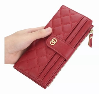 Foto 5 | Cartera Larga De Cuero Para Mujer, Belug Rojo