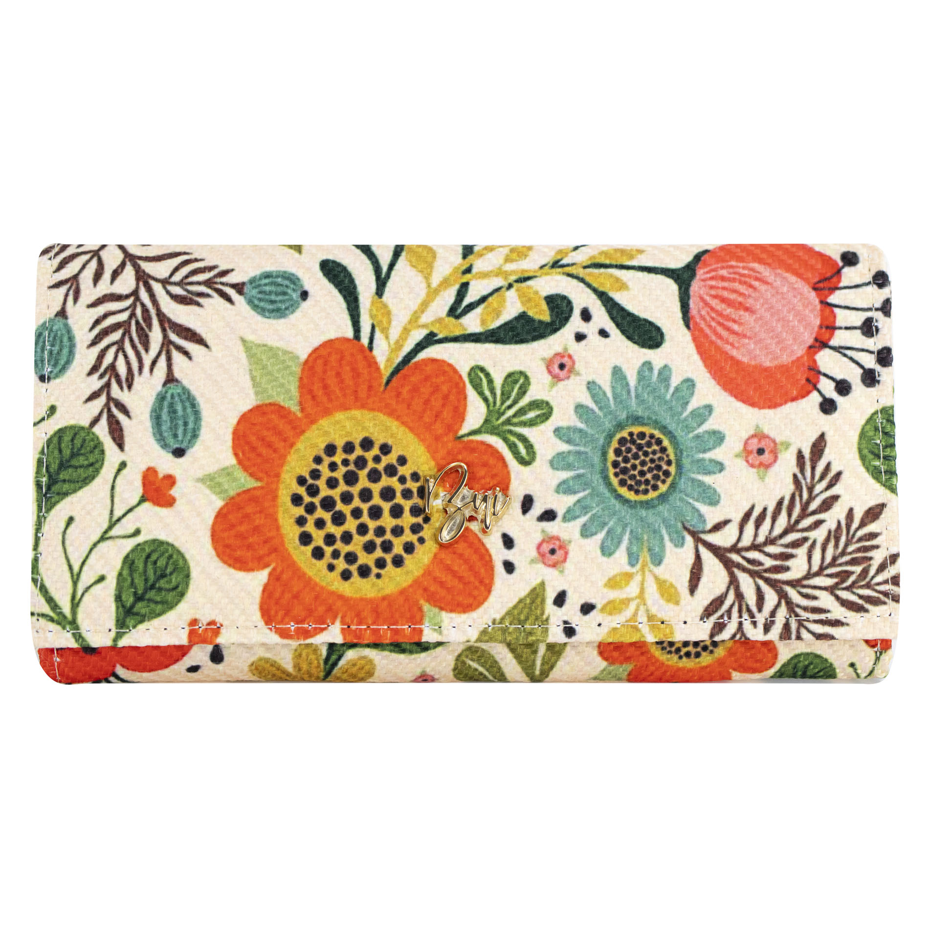 Cartera Para Dama Verde Olivo Yute Floral Textil/sintetico Est.2 Nueva Imagen