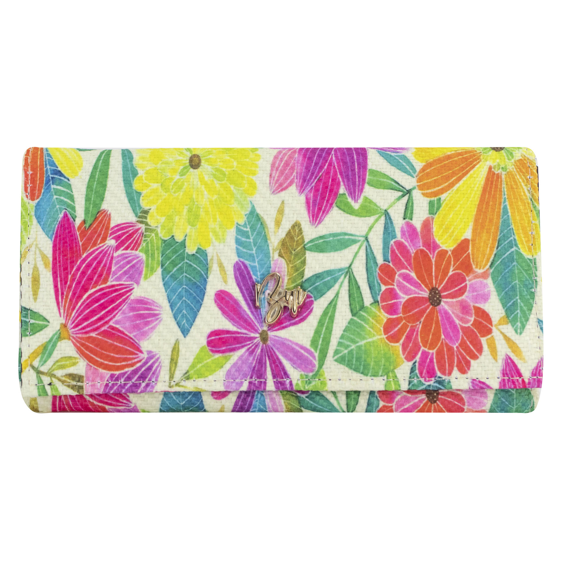 Cartera Para Dama Verde Manzana Yute Floral Textil/sintetico Est.2 Nueva Imagen