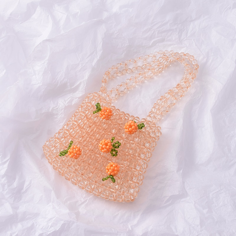 Foto 3 pulgar | Venta Internacional - Bolso Mujer Transparente Naranja Refresco Chica Tejido Cristales
