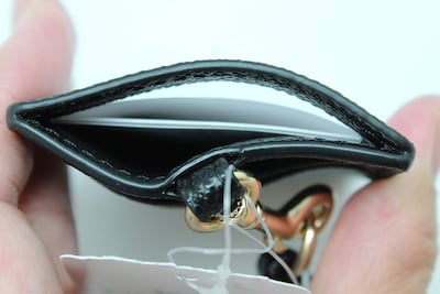 Foto 7 | Llavero De Identificación Para Tarjetas De Identificación, Piel Transvertida, Color Negro Y Dorado - Venta Internacio