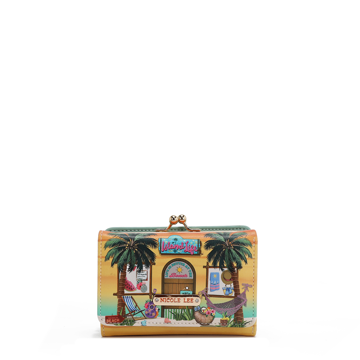 Cartera Nicole Lee Broche Kisslock Print Sun & Sand