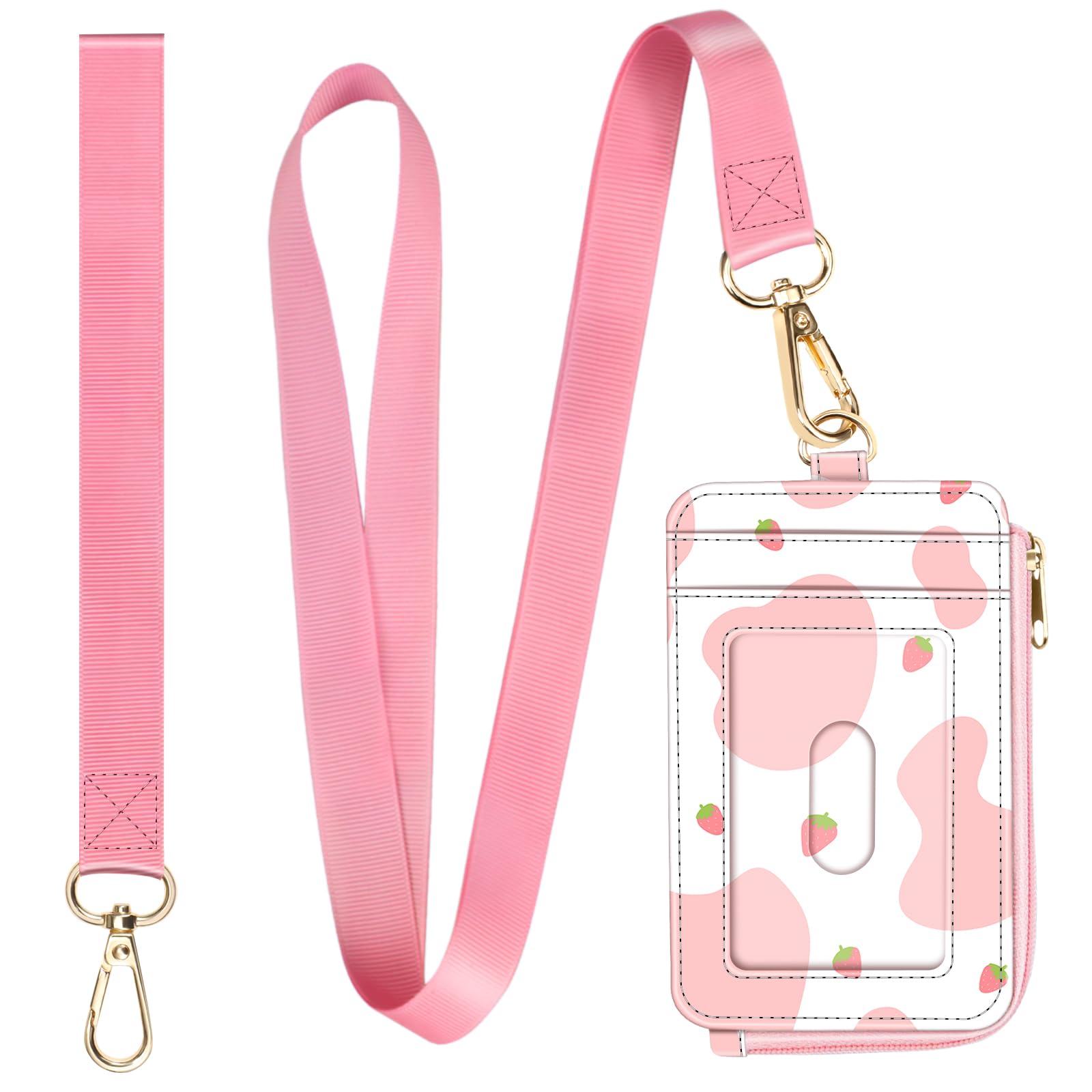 Monedero Fintie Strawberry Cow Con Soporte Para Tarjetas Y Cordón Para Mujer - Venta Internacional.