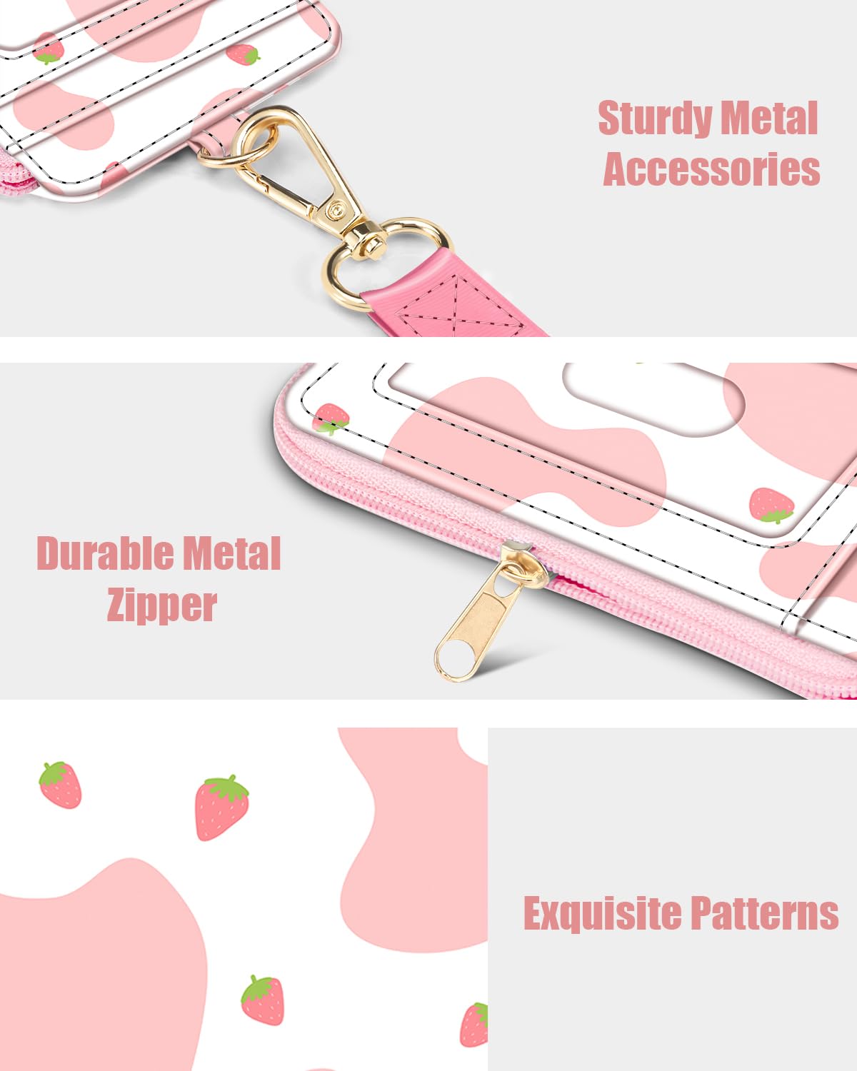 Foto 6 pulgar | Monedero Fintie Strawberry Cow Con Soporte Para Tarjetas Y Cordón Para Mujer - Venta Internacional.