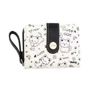 Foto 1 | Cartera De Gran Capacidad Para Mujer Belug Blanco Con Negro Gatos