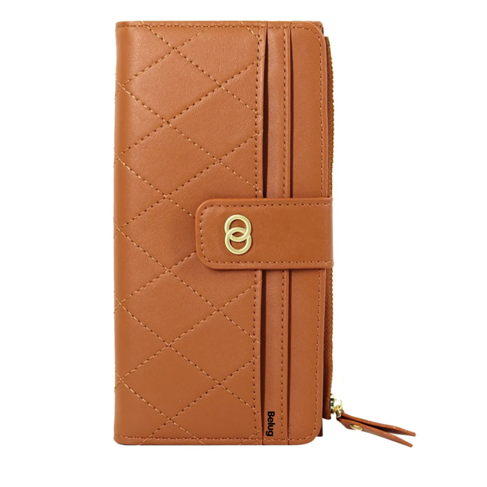 Cartera Larga De Cuero Para Mujer Belug, Marrón