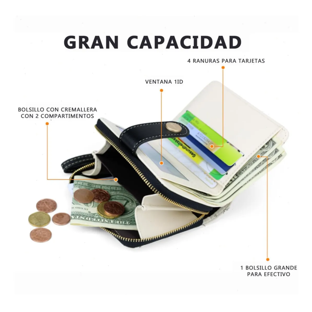 Foto 2 | Cartera De Gran Capacidad Para Mujer Lab.g, Blanco Con Negro Gatos