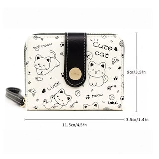 Foto 5 | Cartera De Gran Capacidad Para Mujer Lab.g, Blanco Con Negro Gatos