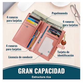Foto 2 | Cartera Con Tarjetero Para Mujer Belug, Rosa Claro