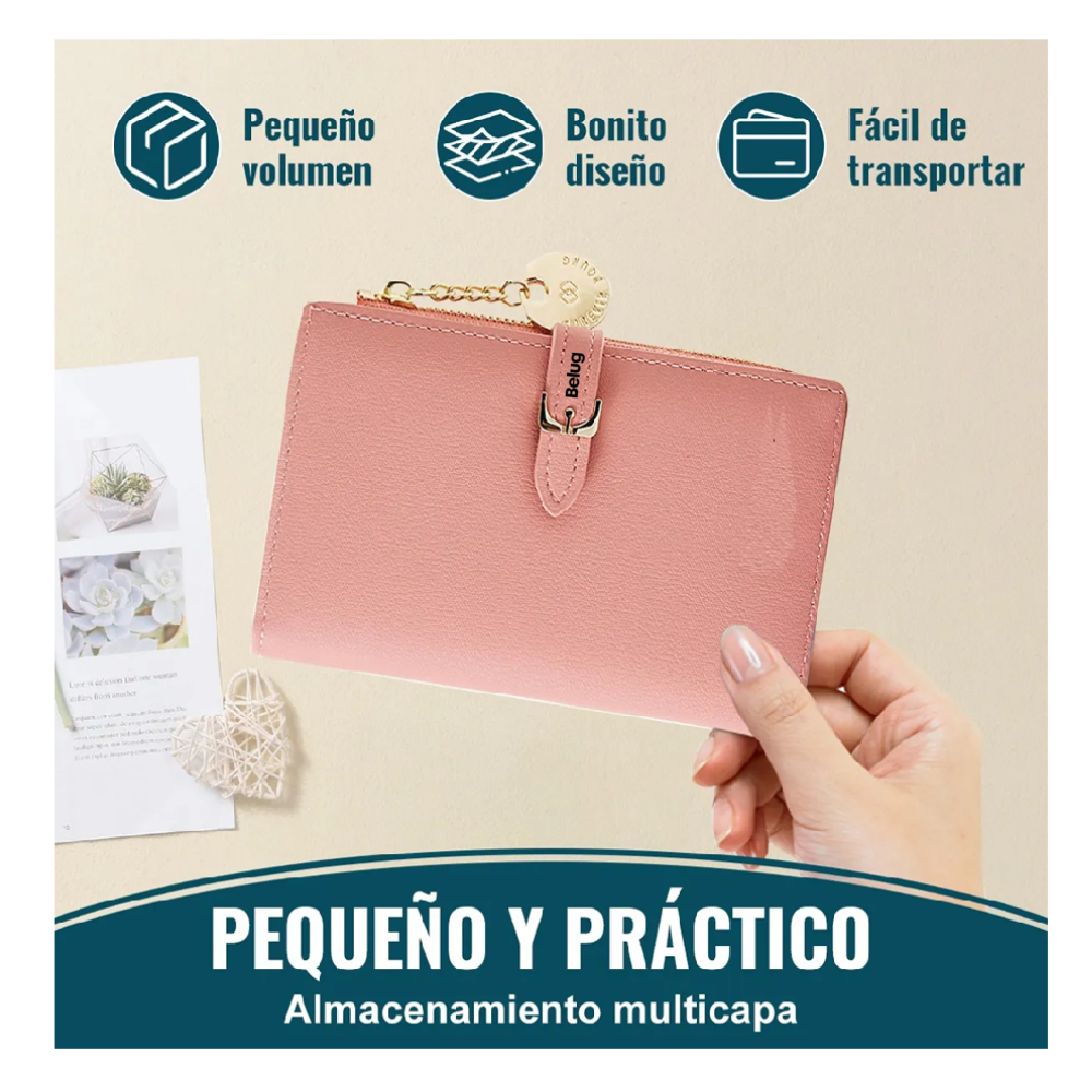 Foto 4 pulgar | Cartera Con Tarjetero Para Mujer Belug, Rosa Claro