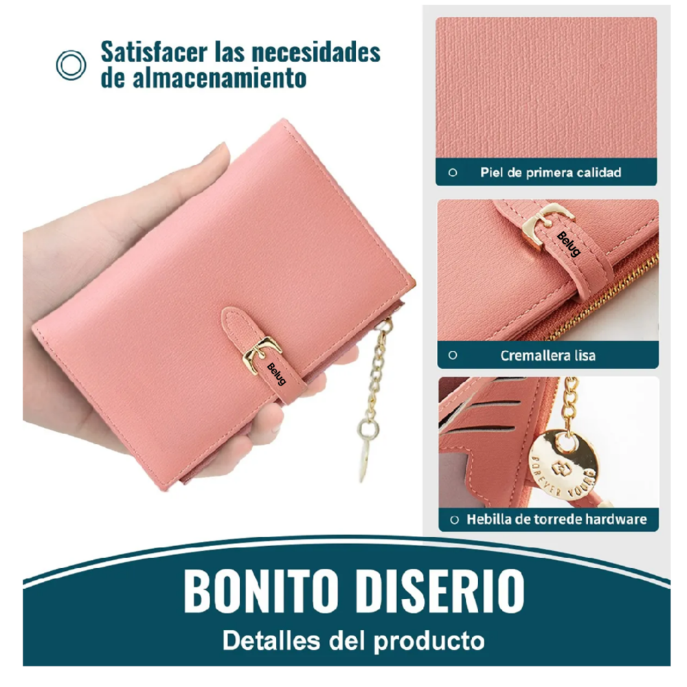 Foto 5 | Cartera Con Tarjetero Para Mujer Belug, Rosa Claro