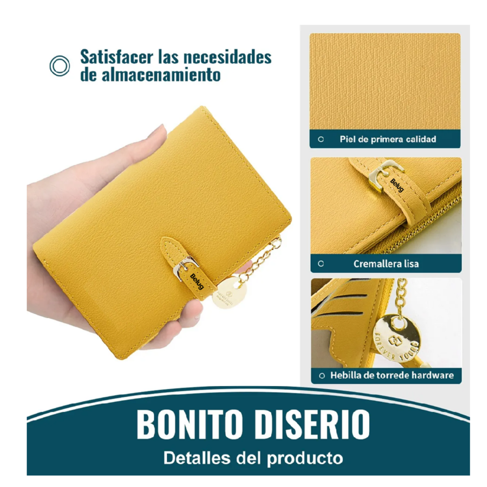 Foto 6 pulgar | Cartera Con Tarjetero Para Mujer  Belug, Amarilla